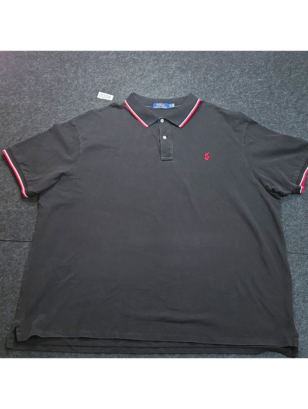 Polo Ralph Lauren Men's Polo Shirt 4XL Black Solid Cotton Knit Embroidered